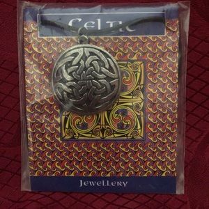 Celtic pewter circle on a waxed cord choker/necklace